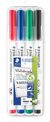 STAEDTLER LUMOCOLOR 301 - Pack de 4 marqueurs feutres effaçables - pointe ogive - couleurs assorties