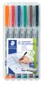 STAEDTLER LUMOCOLOR 315 - Pack de 6 marqueurs non permanents - pointe moyenne - couleurs assorties