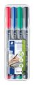STAEDTLER LUMOCOLOR 318 - Pack de 4 marqueurs permanents - pointe fine - couleurs assorties