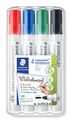 STAEDTLER LUMOCOLOR 351 - Pack de 4 marqueurs effaçables - pointe ogive - couleurs assorties