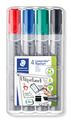 STAEDTLER LUMOCOLOR 356 - Pack de 4 marqueurs permanents - pointe biseau - couleurs assorties