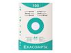 Exacompta - Pack de 100 Fiches Bristol - A4 - petits carreaux - perforées - blanc