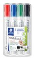STAEDTLER LUMOCOLOR 351 - Pack de 4 marqueurs effaçables - pointe biseau - couleurs assorties