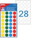 Apli Agipa - 140 Pastilles adhésives - couleur assorties - diamètre 15 mm - réf 100625