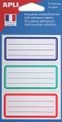 Apli Agipa - 9 Étiquettes scolaires cadre et lignes bleus, rouges, verts - 81 x 36 mm - réf 111981