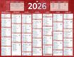Calendrier bancaire année civile BOUCHUT "222 Rouge" 32 x 42 cm coloris rouge Pefc 70 %