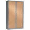 Armoire métallique haute monobloc à rideaux - 198x120x45cm - gris/merisier