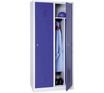 Vestiaire industrie salissante monobloc 2 colonnes - H180 x L80 x P50 cm - gris/bleu