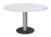Table de réunion ronde - diam 100 cm - pieds tulipe alu - plateau blanc perle