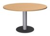 Table de réunion ronde - diam 100 cm - pieds tulipe alu - plateau imitation hêtre