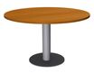 Table de réunion ronde - diam 100 cm - pieds tulipe alu - plateau imitation merisier