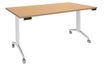Table de réunion abattantes - L160 x P80 cm - pied blanc - plateau imitation hêtre