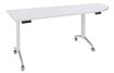 Table de réunion abattantes angle à droite - L200 x P80 cm - pied blanc - plateau blanc perle