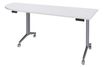 Table de réunion abattantes angle à gauche - L200 x P80 cm - pied alu - plateau blanc perle