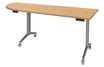 Table de réunion abattantes angle à gauche - L200 x P80 cm - pied alu - plateau imitation hêtre