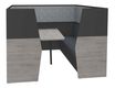 Box acoustique IN'TEAM - L210 x H 150 x P170 cm - 6 places avec table - structure chêne gris et carbone - panneaux gris chiné