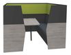 Box acoustique IN'TEAM - L210 x H 150 x P170 cm - 6 places avec table - structure chêne gris et carbone - panneaux vert chartreux