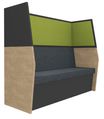 Banquette acoustique IN'TEAM - L170 x H 150 x P170 cm - 3 places - structure chêne clair et carbone - panneaux vert chartreux