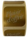 Rouleau de 500 étiquettes adhésives "Plaisir d’Offrir " or - Logistipack