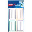 Apli Agipa - 24 Étiquettes scolaires cadre et lignes bleus, rouges, verts - 36 x 56 mm - réf 101096