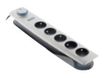 otio - Multiprise parafoudre 5 prises avec interrupteur - argent