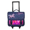 Cartable à roulettes Cybel - 2 compartiments - bleu marine et rose - Exclusivité Bureau Vallée - Bagtrotter