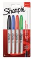 Sharpie - Pack de 4 marqueurs permanents - couleurs assorties - pointe fine