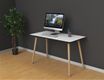 Bureau home office HOPM - 114 x 60 cm - pied hêtre et plateau blanc
