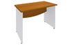 Bureau droit DUAL - L80 - Pieds blanc - plateau imitation Merisier