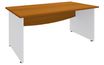 Bureau droit DUAL - L120 - Pieds blanc - plateau imitation Merisier