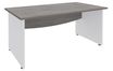Bureau droit DUAL - L120 - Pieds blanc - plateau imitation Chêne gris