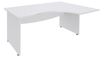 Bureau compact à droite DUAL - L160 cm - Pieds blanc - plateau blanc (Pieds de renfort ou caisson bout de bureau obligatoire à rajouter - non inclus)