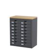 Meuble de rangement - 2 colonnes et 16 tiroirs - H75 x L60,5 x P33,5 cm - anthracite