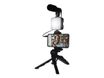 Bigben Vlogging kit live stream - kit d'accessoires contenant un trépied, une Led flash, un micro et un support smartphone
