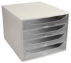 Exacompta Ecobox - Module de classement 4 tiroirs - blanc/cristal