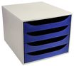 Exacompta Ecobox - Module de classement 4 tiroirs - gris/bleu nuit