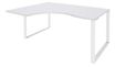 Bureau compact LOFTER - L160 cm - Retour à gauche - Plateau Blanc - pied Blanc - (pied de renfort obligatoire à rajouter - non inclus)