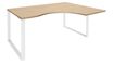 Bureau compact LOFTER - L180 cm - Retour à droite - Plateau imitation chêne clair - pied Blanc - (pied de renfort obligatoire à rajouter - non inclus)