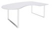 Bureau LOFTER Manager arrondi -  retour à droite - L200 cm - Plateau blanc perle - Pied blanc (Pieds de renfort obligatoire à rajouter - non inclus)