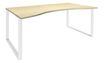 Bureau vague symétrique LOFTER - L180 cm - Plateau imitation Erable - pied Blanc