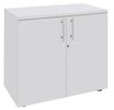 Armoire basse IRIS - H72 x L80 x P47 - 2 portes - Corps Blanc perle - Dessus et portes Blanc perle