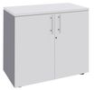 Armoire basse IRIS - H72 x L80 x P47 - 2 portes - Corps aluminium - Dessus et portes Blanc perle