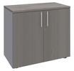 Armoire basse IRIS - H72 x L80 x P47 - 2 portes - Corps aluminium - Dessus et portes imitation Chêne gris