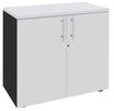 Armoire basse EXPRIM/LOFTER/LEVEL - H72 x L80 x P47 - 2 portes - Corps Anthracite - Dessus et portes Blanc perle