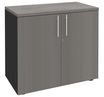 Armoire basse EXPRIM/LOFTER/LEVEL - H72 x L80 x P47 - 2 portes - Corps Anthracite - Dessus et portes imitation Chêne gris
