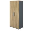 Armoire haute ARCADE -  L81 x H184 x P45 - 2 portes - chêne/anthracite