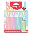 Maped Fluo Peps Pastel - Pack de 4 surligneurs - couleurs pastels assorties