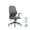 Fauteuil de bureau TIME - accoudoirs fixes - pied noir  - assise gris foncé