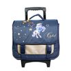 Cartable à roulettes Cybel 38 cm - 2 compartiments - bleu marine et doré - Bagtrotter