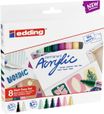 Edding Nordic - Pack de 8 marqueurs acryliques - noir, jaune pastel, rouge, vert mousse, blanc, mauve, menthe, bleu nuit